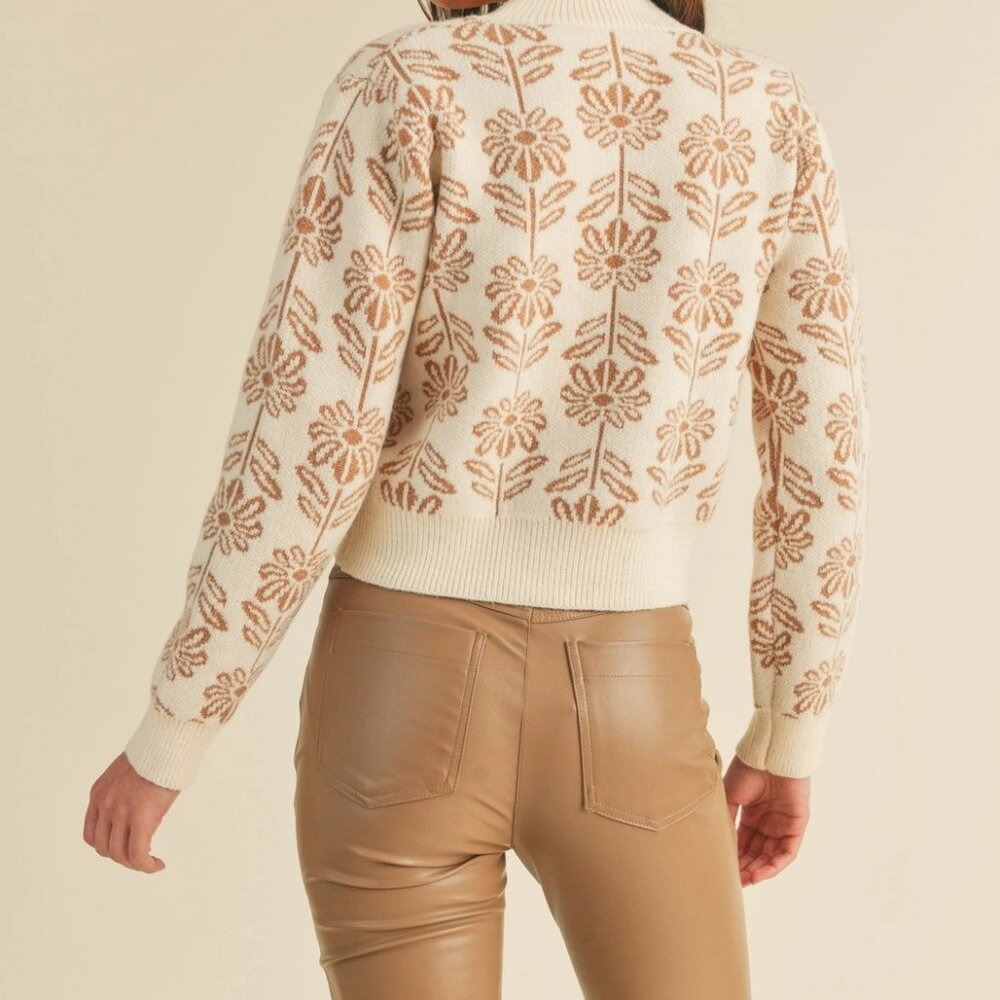 Elise Floral Pattern Knit Sweater | Women's Warm Soft Knit Pullover | Spring - Picture 3 of 9